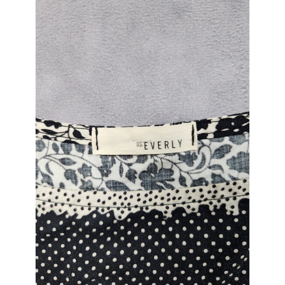 Anthropologie Everly Womens Size Large Floral Striped Dot Spring Top Blouse - Picture 5 of 10